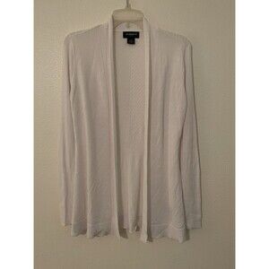 Liz Claiborne White Open Front Chevron Back Ladies Cardigan - Size S